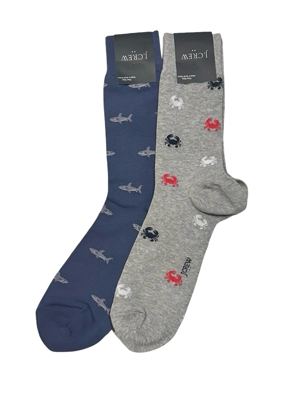 J.Crew 2 PACK Men’s Critter Dress Socks NEW American Crabs Sharks Pattern